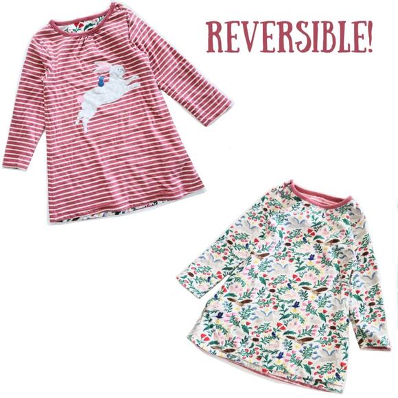 Baby Boden Reversible Dress Pink Bunny & Peculiar Pets Size 18-24 months92 cm